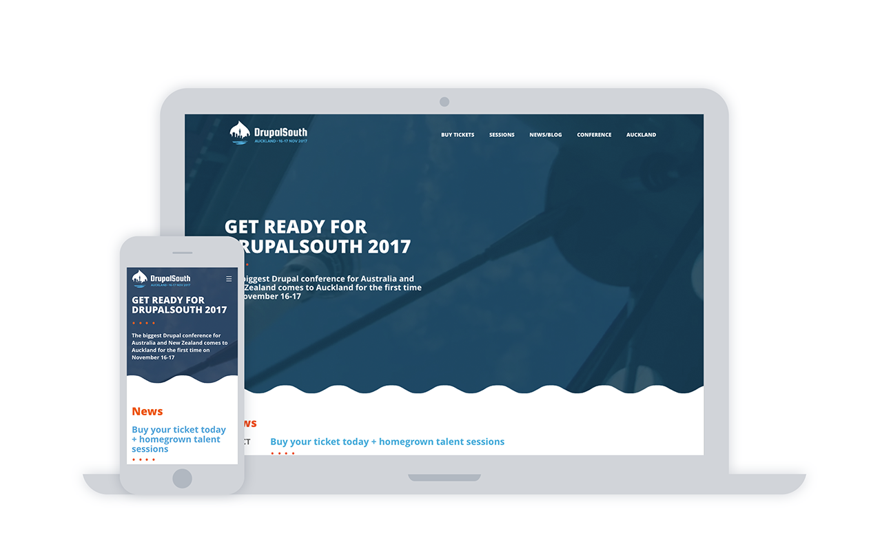 Screenshots of DrupalSouth 2017 website